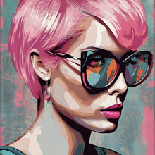 Lade das Bild in den Galerie-Viewer, Poster Frau mit pinken Haaren Quadrat