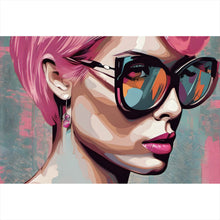 Lade das Bild in den Galerie-Viewer, Aluminiumbild Frau mit pinken Haaren Querformat
