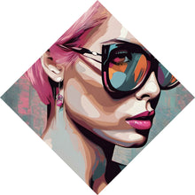 Lade das Bild in den Galerie-Viewer, Poster Frau mit pinken Haaren Raute