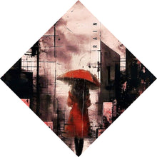 Lade das Bild in den Galerie-Viewer, Spannrahmenbild Frau mit Regenschirm in abstrakter Stadtlandschaft Raute