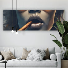 Lade das Bild in den Galerie-Viewer, Acrylglasbild Frau mit Sonnenbrille und Zigarre Panorama