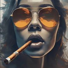 Lade das Bild in den Galerie-Viewer, Poster Frau mit Sonnenbrille und Zigarre Quadrat
