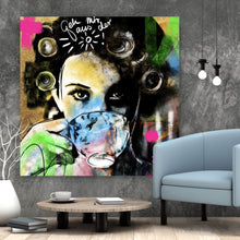 Lade das Bild in den Galerie-Viewer, Acrylglasbild Frau mit Tasse farbenfrohe künstlerische Darstellung Quadrat