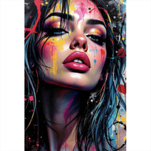 Lade das Bild in den Galerie-Viewer, Aluminiumbild Buntes Frauenporträt Hochformat