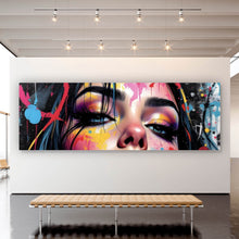 Lade das Bild in den Galerie-Viewer, Spannrahmenbild Buntes Frauenporträt Panorama