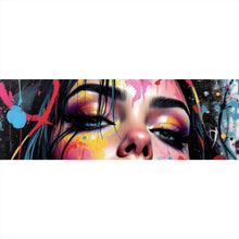 Lade das Bild in den Galerie-Viewer, Leinwandbild Buntes Frauenporträt Panorama