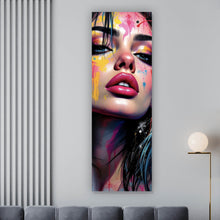 Lade das Bild in den Galerie-Viewer, Acrylglasbild Buntes Frauenporträt Panorama Hoch