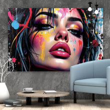Lade das Bild in den Galerie-Viewer, Acrylglasbild Buntes Frauenporträt Querformat