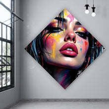 Lade das Bild in den Galerie-Viewer, Spannrahmenbild Buntes Frauenporträt Raute