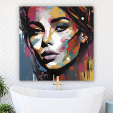 Lade das Bild in den Galerie-Viewer, Acrylglasbild Frauengesicht in abstrakter Kunst Quadrat