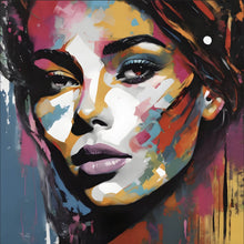 Lade das Bild in den Galerie-Viewer, Spannrahmenbild Frauengesicht in abstrakter Kunst Quadrat
