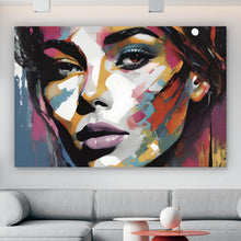 Lade das Bild in den Galerie-Viewer, Aluminiumbild Frauengesicht in abstrakter Kunst Querformat
