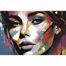 Lade das Bild in den Galerie-Viewer, Aluminiumbild gebürstet Frauengesicht in abstrakter Kunst Querformat