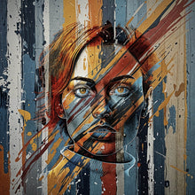 Lade das Bild in den Galerie-Viewer, Aluminiumbild gebürstet Frauenporträt Modern Art Quadrat