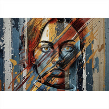 Lade das Bild in den Galerie-Viewer, Aluminiumbild gebürstet Frauenporträt Modern Art Querformat