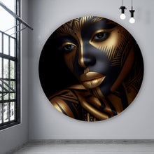 Lade das Bild in den Galerie-Viewer, Aluminiumbild gebürstet Frauenporträt Tribal Modern Art Kreis