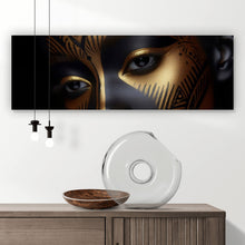 Lade das Bild in den Galerie-Viewer, Aluminiumbild gebürstet Frauenporträt Tribal Modern Art Panorama