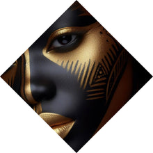Lade das Bild in den Galerie-Viewer, Aluminiumbild gebürstet Frauenporträt Tribal Modern Art Raute