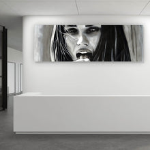 Lade das Bild in den Galerie-Viewer, Leinwandbild Freche abstrakte Frau in Schwarz Weiß Panorama