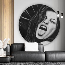 Lade das Bild in den Galerie-Viewer, Aluminiumbild gebürstet Freche Frau im Zeichenstil Kreis