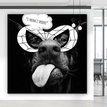 Lade das Bild in den Galerie-Viewer, Poster Frecher Hund mit Spiderman Maske Quadrat