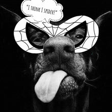 Lade das Bild in den Galerie-Viewer, Aluminiumbild Frecher Hund mit Spiderman Maske Quadrat