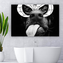 Lade das Bild in den Galerie-Viewer, Aluminiumbild Frecher Hund mit Spiderman Maske Querformat