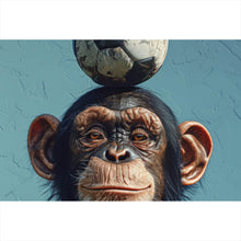 Lade das Bild in den Galerie-Viewer, Poster Frecher Schimpanse mit Fußball Querformat