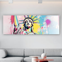 Lade das Bild in den Galerie-Viewer, Spannrahmenbild Freiheitsstatue mit Ice Cream im Pop Art Stil Panorama