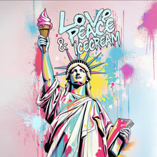 Lade das Bild in den Galerie-Viewer, Leinwandbild Freiheitsstatue mit Ice Cream im Pop Art Stil Quadrat