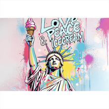 Lade das Bild in den Galerie-Viewer, Leinwandbild Freiheitsstatue mit Ice Cream im Pop Art Stil Querformat