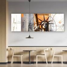 Lade das Bild in den Galerie-Viewer, Leinwandbild Freiheitsstatue vor moderner Stadt Panorama