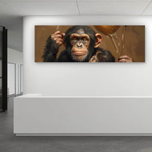 Lade das Bild in den Galerie-Viewer, Acrylglasbild Fröhlicher Schimpanse mit bunten Ballons Panorama