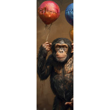 Lade das Bild in den Galerie-Viewer, Leinwandbild Fröhlicher Schimpanse mit bunten Ballons Panorama Hoch
