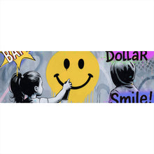 Lade das Bild in den Galerie-Viewer, Aluminiumbild gebürstet Fröhliches Graffiti mit lachendem Gesicht und Kindern Panorama