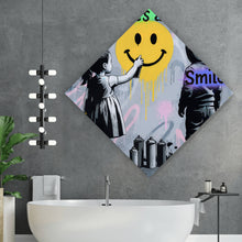Lade das Bild in den Galerie-Viewer, Spannrahmenbild Fröhliches Graffiti mit lachendem Gesicht und Kindern Raute