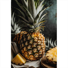 Lade das Bild in den Galerie-Viewer, Poster Fruchtige Ananas auf Leinentuch Hochformat