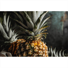 Lade das Bild in den Galerie-Viewer, Acrylglasbild Fruchtige Ananas auf Leinentuch Querformat