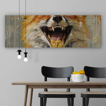 Lade das Bild in den Galerie-Viewer, Aluminiumbild Fuchs genießt lachend eine Schüssel mit Nudeln No.2 Panorama