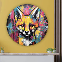 Lade das Bild in den Galerie-Viewer, Aluminiumbild Fuchs Graffiti Kreis