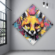 Lade das Bild in den Galerie-Viewer, Aluminiumbild gebürstet Fuchs Graffiti Raute