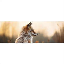 Lade das Bild in den Galerie-Viewer, Leinwandbild Fuchs im Sonnenuntergang Panorama
