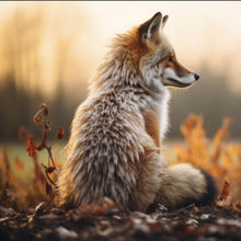 Lade das Bild in den Galerie-Viewer, Acrylglasbild Fuchs im Sonnenuntergang Quadrat