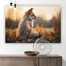 Lade das Bild in den Galerie-Viewer, Leinwandbild Fuchs im Sonnenuntergang Querformat