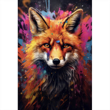 Lade das Bild in den Galerie-Viewer, Poster Fuchs mit Farbspritzer Modern Hochformat