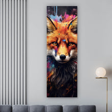 Lade das Bild in den Galerie-Viewer, Leinwandbild Fuchs mit Farbspritzer Modern Panorama Hoch
