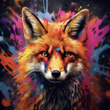 Lade das Bild in den Galerie-Viewer, Poster Fuchs mit Farbspritzer Modern Quadrat