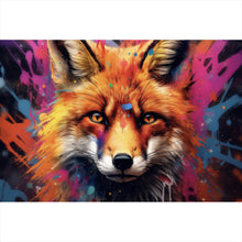 Lade das Bild in den Galerie-Viewer, Leinwandbild Fuchs mit Farbspritzer Modern Querformat