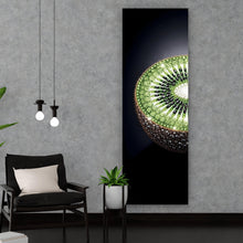 Lade das Bild in den Galerie-Viewer, Aluminiumbild gebürstet Funkelnde edle Kiwi Panorama Hoch