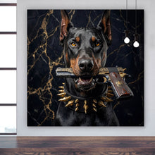 Lade das Bild in den Galerie-Viewer, Acrylglasbild Furchtloser Dobermann Quadrat